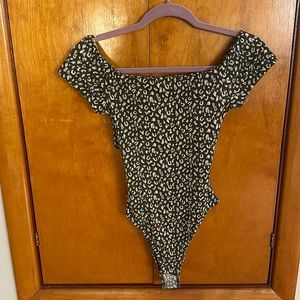 Olive Green Cheetah Pattern Bodysuit